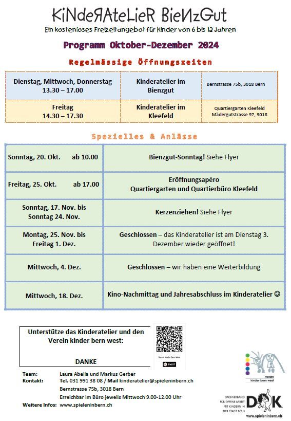 Herbstprogramm Kinderatelier