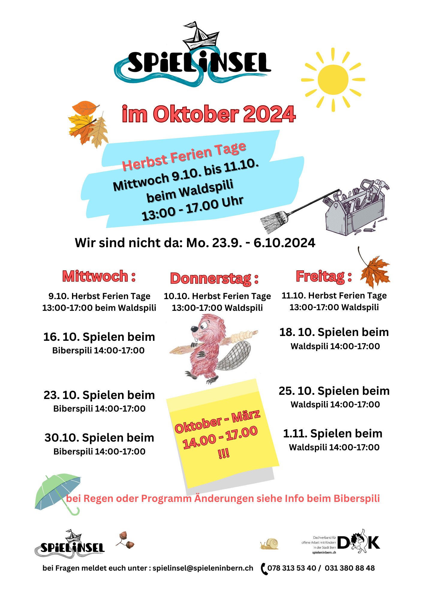 Flyer Programm Oktober Spielinsel