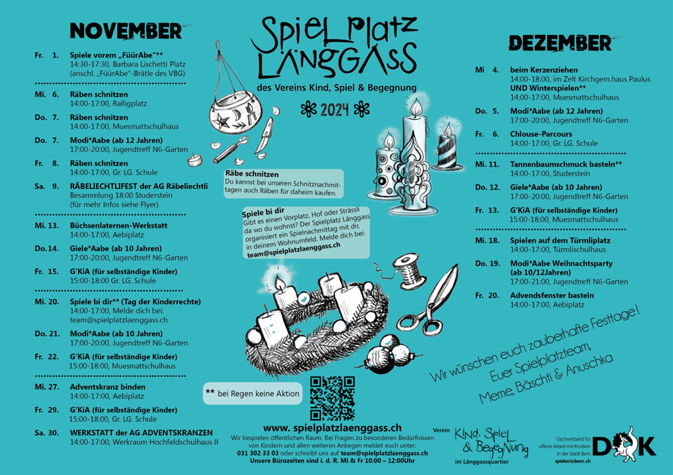 Flyer Programm Spielplatz Länggass September-Oktober 2024